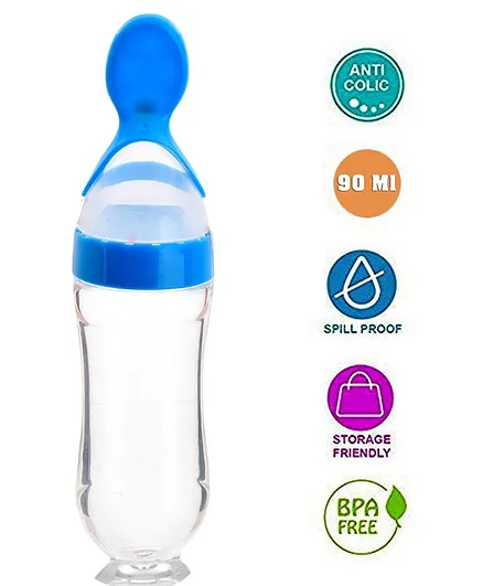 The Little Lookers Infant Baby Squeezy Silicone Food Feeder Blue - 90 ml