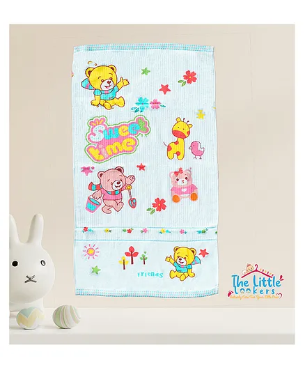 The Little Lookers Large Size Cotton Bath Towel Bear Print - Pink Blue ( Print May Vary )