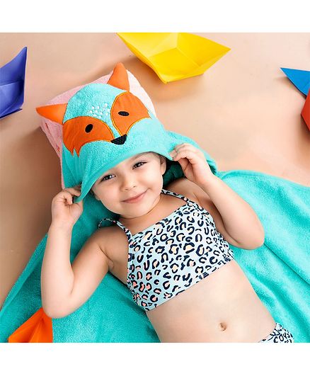 Rabitat Hooded Towel Fox Design - Blue