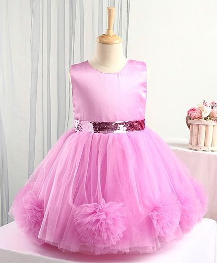 Bluebell Sleeveless Party Frock Sequin Embellished - Pink