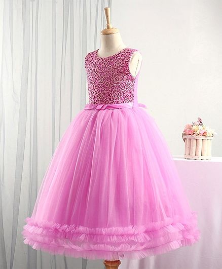 Bluebell Sleeveless Floral Embroidered Party Gown - Pink