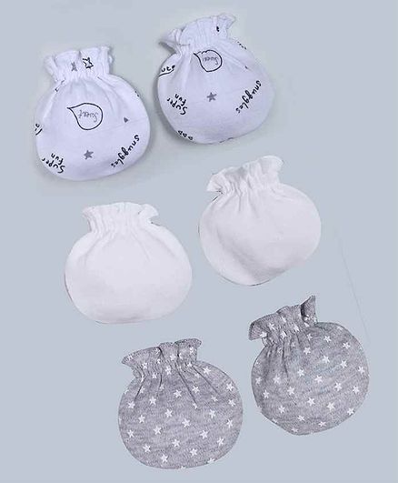 Grandma's Printed & Solid Mittens Pack of 3 - Navy White