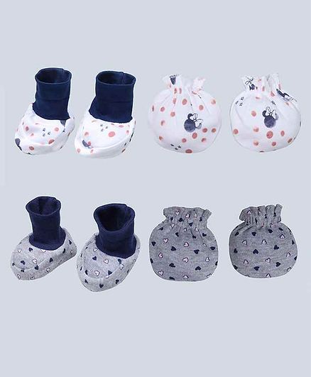 Grandma's Hearts Printed Mittens and Booties Set Pack of 2 - Grey