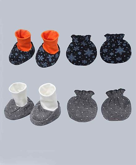 Grandma's Leaves Printed Mittens and Booties Set Pack of 2 - Grey