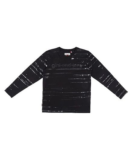 GINI & JONY Full Sleeves Striped T-Shirt - Black