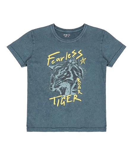 GINI & JONY Half Sleeves Tiger Printed T-Shirt - Blue