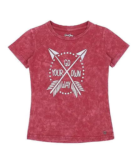 GINI & JONY Short Sleeves Arrows Printed Top - Maroon