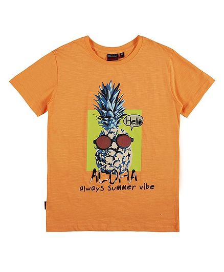 GINI & JONY Half Sleeves Pineapple Print T-Shirt - Orange