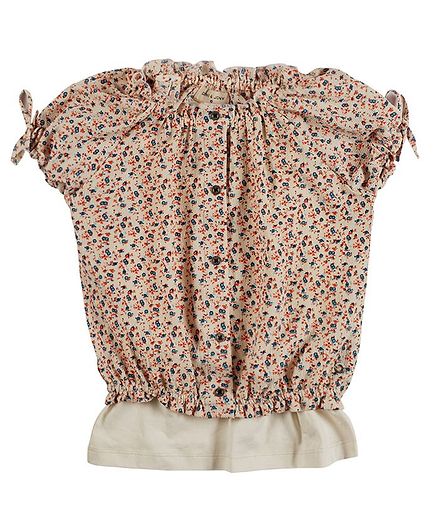 GINI & JONY Short Sleeves Floral Print Blouson Top With Camisole - Beige