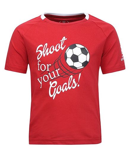 Alcis Printed Half Sleeves Shoot Your Goals Print Tee - Red