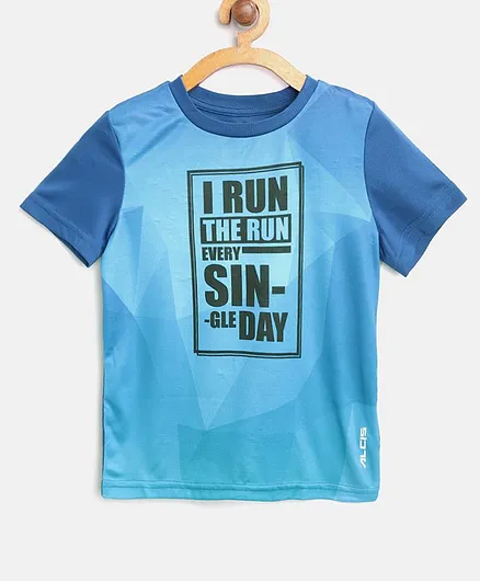 Alcis Half Sleeves Text Print Tee - Blue