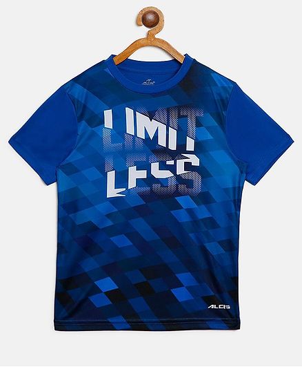 Alcis Half Sleeves Geometric Print Tee - Blue