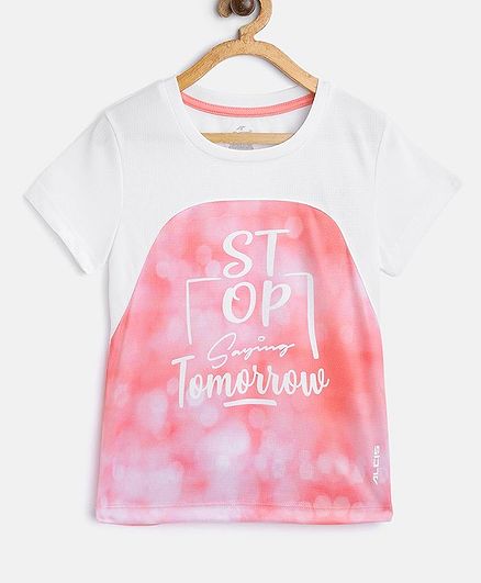 Alcis Half Sleeves Stop Tomorrow Print Tee - Pink
