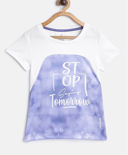 Alcis Half Sleeves Text Print Tee - Blue