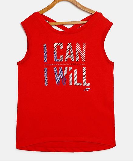 Alcis Printed Sleeveless I Can I Will Print Tee - Red