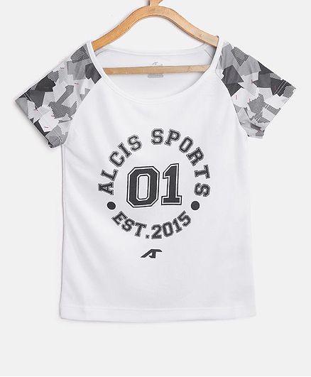 Alcis Half Sleeves Text Print Tee - White