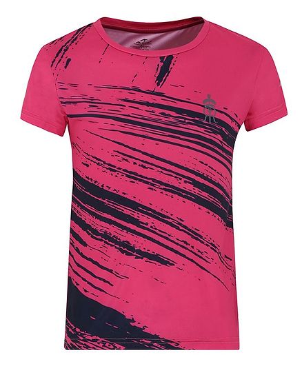 Alcis Half Sleeves Stripe Pattern Tee - Pink