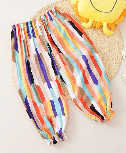 Kookie Kids Full Length Trouser Abstract Print - Multicolor