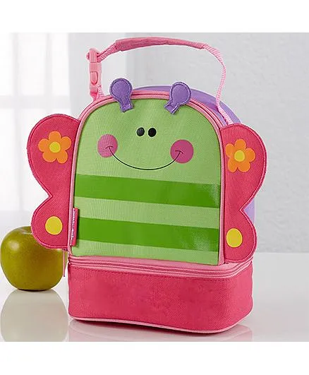 My Gift Booth Butterfly Print Insulated Lunch Bag - Green And Pink