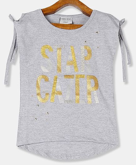 Cherokee Sleeveless Star Gazer Embroidery Detailing Top - Light Grey