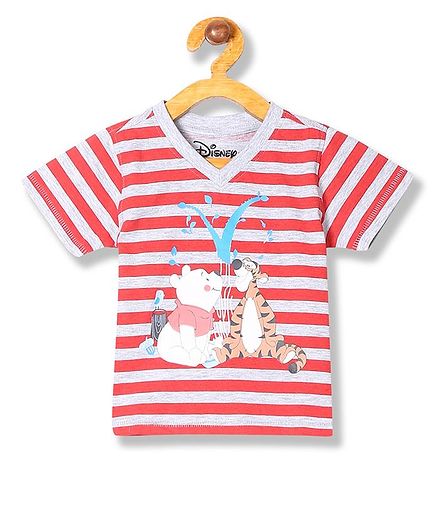 Colt Striped Half Sleeves Winnie The Pooh Printed Tee - Red