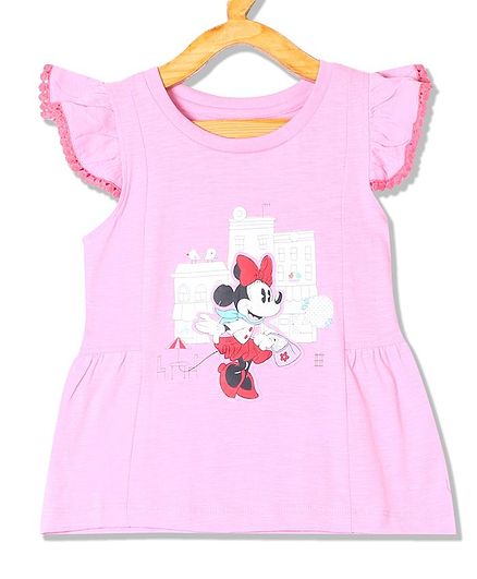 Colt Cap Sleeves Minnie Mouse Printed Top - Light Pink