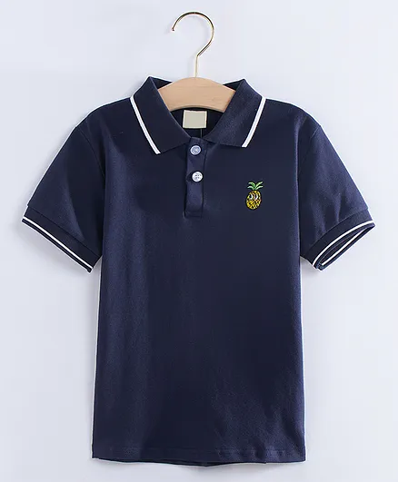 Kookie Kids Half Sleeves Polo Tee Pineapple Patch - Navy