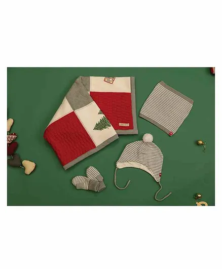 Mi Arcus Christmas Knitted Gift Set - Red Grey