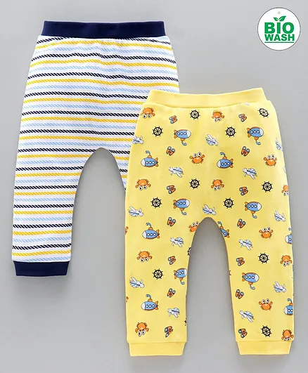 Babyoye Cotton Diaper Leggings Pack of 2 - Yellow