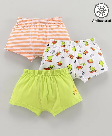Babyoye Cotton Trunks Fruits Pack of 3 - Green White Orange