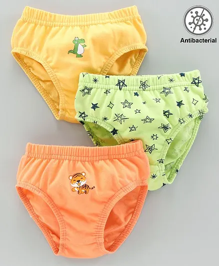 Babyoye Cotton Trunks Animal & Star Print Pack of 3 - Yellow Orange Green