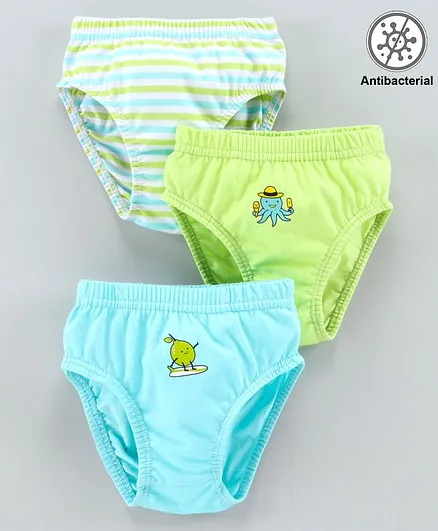 Babyoye Cotton Briefs Multiprint Pack of 3 - Blue Green