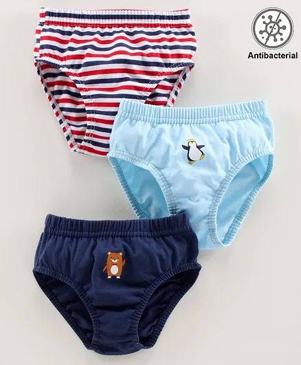 Babyoye Cotton Briefs Animal Print Pack of 3 - Blue Red