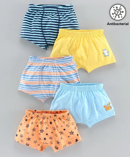Babyoye Cotton Trunks Star & Animal Print Pack of 5 - Multicolour