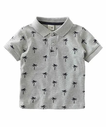 Kookie Kids Half Sleeves Tee Palm Tree Print - Grey