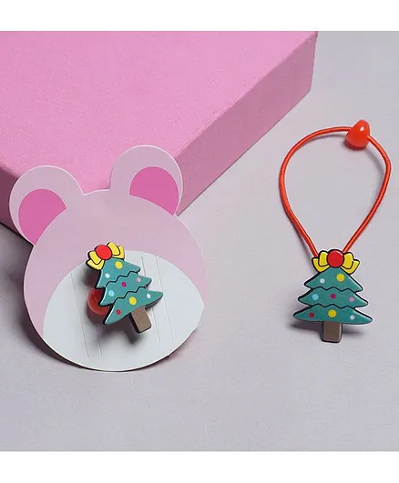 TMW Kids Pack of 2 Christmas Tree Design Rubber Bands - Green & Red