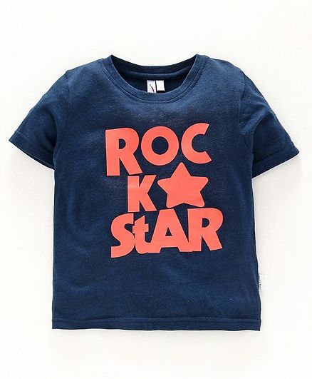 Little Carrot Half Sleeves Rock Star Printed Tee - Dark Blue
