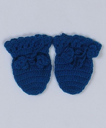 USHA ENTERPRISES Flower Pattern Mittens - Blue