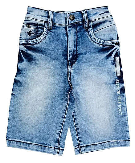 LEO River Wash Denim Shorts - Blue