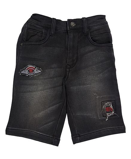LEO River Wash Denim Shorts - Black