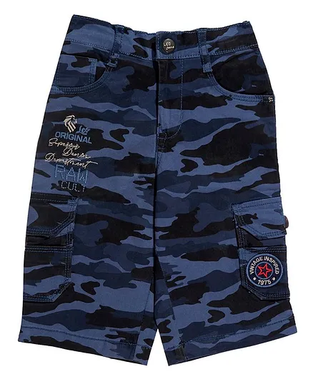 LEO Camouflage Print Shorts - Blue