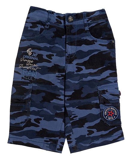 LEO Camouflage Print Shorts - Blue