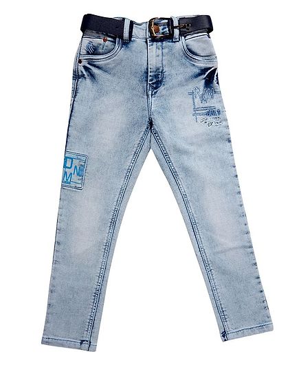 LEO Back Elastic Full Length Jeans - Blue