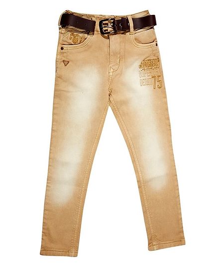 LEO Solid Full Length Jeans - Beige
