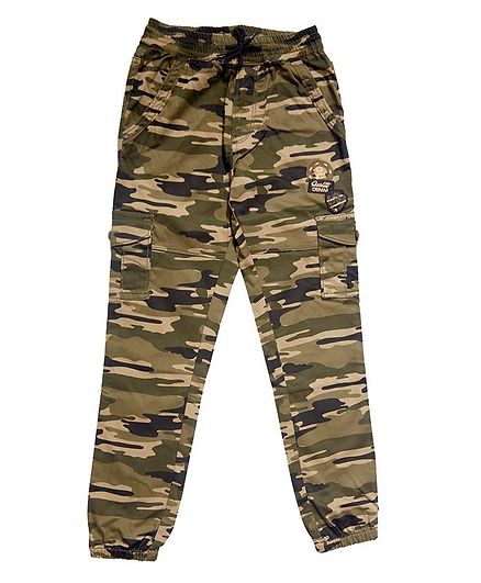 LEO Camouflage Print Full Length Joggers - Olive