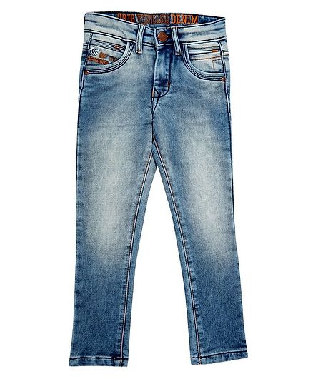 LEO Stone Wash Full Length Jeans - Blue
