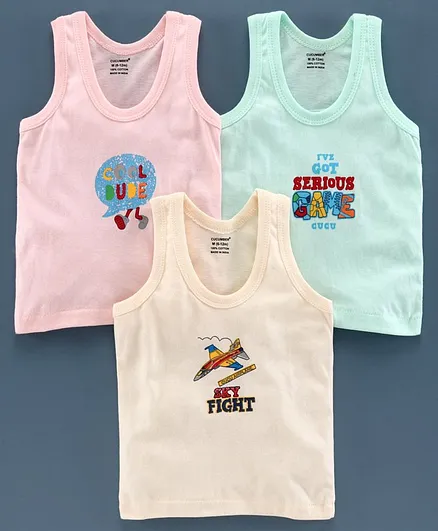 Cucumber Sleeveless Vests - Pack of 3 (Print & Colour May Vary)