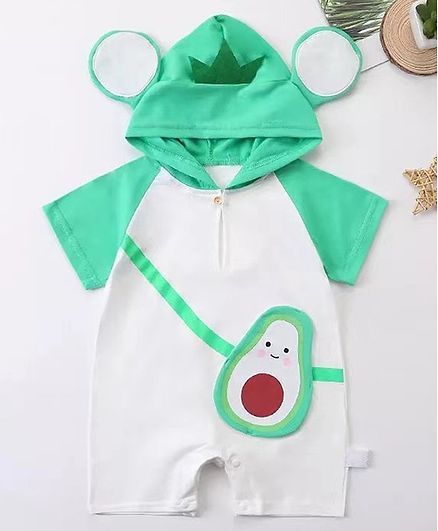 Kookie Kids Ragan Sleeves Hooded Romper Fruit Patch - Green