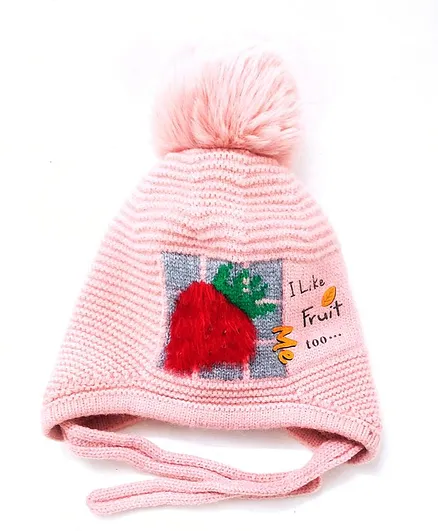 Kid-O-World Pom Pom I Like Fruit Textured Cap - Pink - Diameter 19 cm