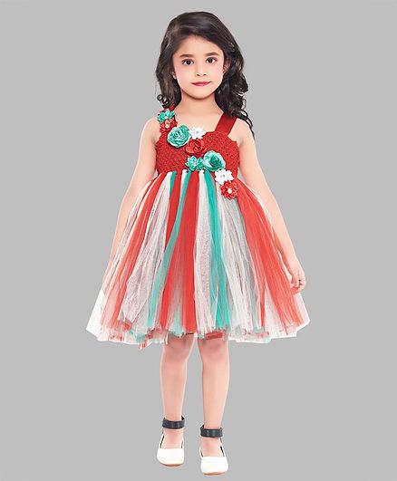 Pink Chick Sleeveless Floral Embellished Dress - Multi Color